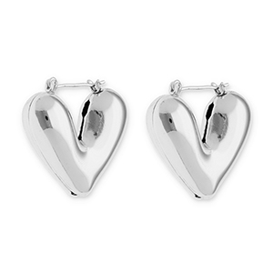 Oorbellen van Stainless steel Roestvrij staal (RVS) creolen heart Silver