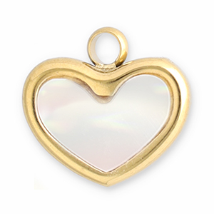 Bedels van Stainless steel Roestvrij staal (RVS) schelp heart Gold-white