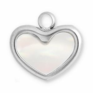 Bedels van Stainless steel Roestvrij staal (RVS) schelp heart Silver-white