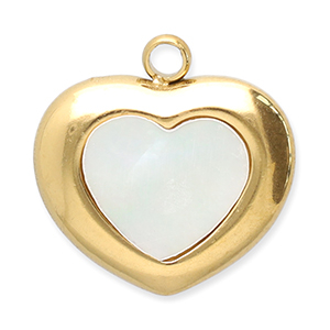 Bedels van Stainless steel Roestvrij staal (RVS) schelp heart Gold-white
