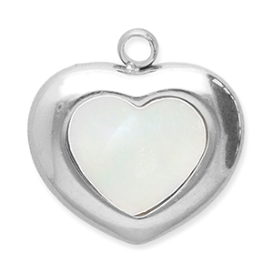 Bedels van Stainless steel Roestvrij staal (RVS) schelp heart Silver-white