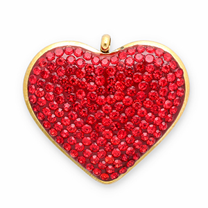 Bedels van Stainless steel Roestvrij staal (RVS) heart Gold-red
