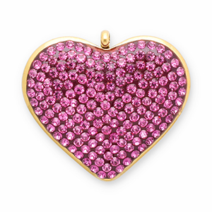 Bedels van Stainless steel Roestvrij staal (RVS) heart Gold-dark pink