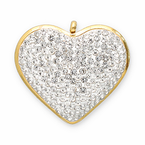 Bedels van Stainless steel Roestvrij staal (RVS) heart Gold-crystal