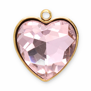 Bedels van Stainless steel Roestvrij staal (RVS) facet heart Gold-pink