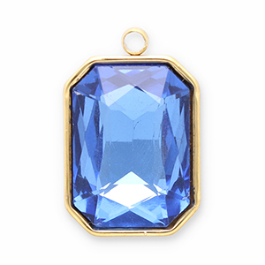 Bedels van Stainless steel Roestvrij staal (RVS) facet rectangle Gold-dark blue