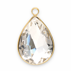 Bedels van Stainless steel Roestvrij staal (RVS) facet drop Gold-crystal