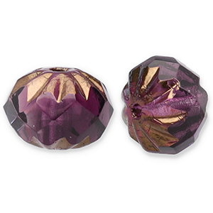 Tsjechische kralen FPB round 10x7mm Amethyst-bronze