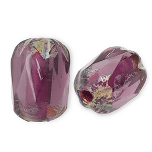 Tsjechische kralen FPB oval 6x4mm Amethyst-dark travertin