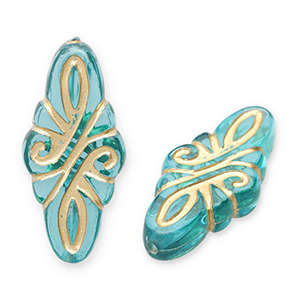 Kralen van acryl rhombus arabesque Teal blue-gold