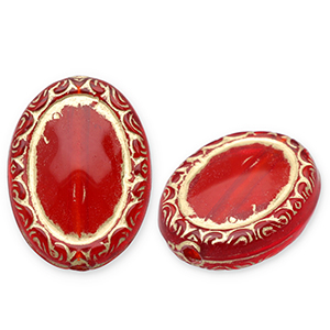 Kralen van acryl oval Red-gold