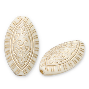 Kralen van acryl oval Off white-gold