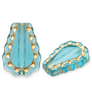 Kralen van acryl drop Teal blue-gold