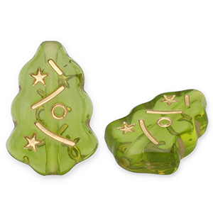 Kralen van acryl christmas tree Olive green-gold
