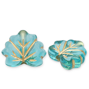 Kralen van acryl leaf Teal blue-gold