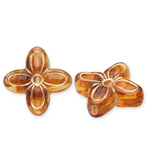 Kralen van acryl flower Cognac brown-gold