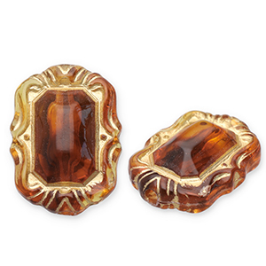 Kralen van acryl rectangle Cognac brown-gold