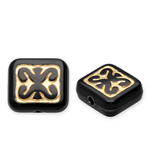 Kralen van acryl rectangle Black-gold