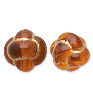 Kralen van acryl Chinese knot Cognac brown-gold