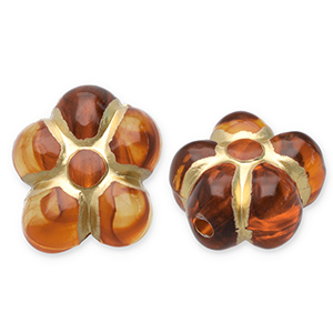 Kralen van acryl flower Cognac brown-gold