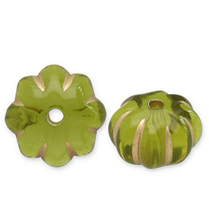 Kralen van acryl flower Olive green-gold