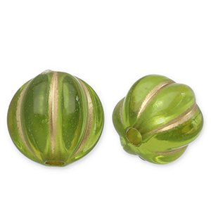 8 mm kralen van acryl round with lines Olive green-gold