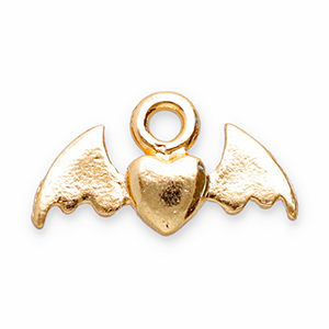 Metaal bedels heart with wings Gold