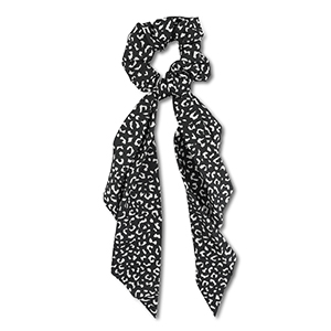 Haarelastiek scrunchie met lint Black-white