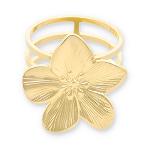 Sjaal ringen van Stainless steel Roestvrij staal (RVS) flower Gold