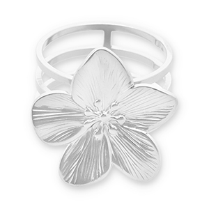 Sjaal ringen van Stainless steel Roestvrij staal (RVS) flower Silver