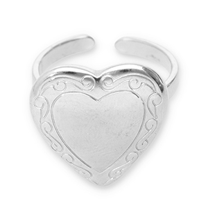 Ringen van Stainless steel Roestvrij staal (RVS) heart Silver