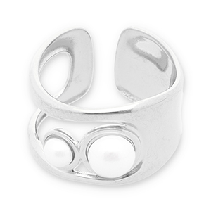 Ringen van Stainless steel Roestvrij staal (RVS) parels Silver-white