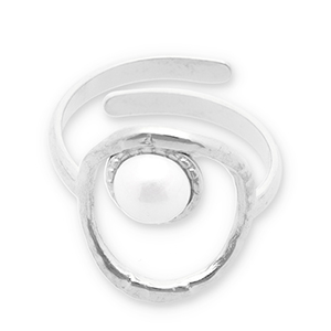 Ringen van Stainless steel Roestvrij staal (RVS) parels Silver-white