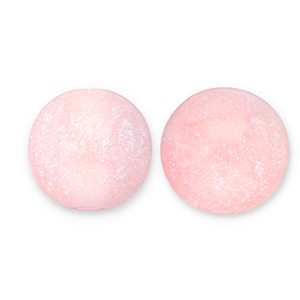 12 mm kralen van acryl met glitter Light pink-turquoise