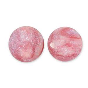 12 mm kralen van acryl met glitter Pink-turquoise