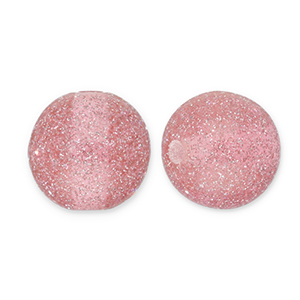 12 mm kralen van acryl met glitter Mauve pink-silver