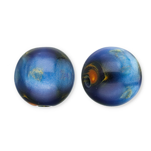 Kralen van resin met glitter 12mm Blue-gold