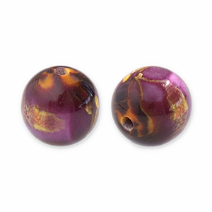 Kralen van resin met glitter 12mm Purple-gold