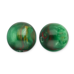 Kralen van resin met glitter 14mm Green-red
