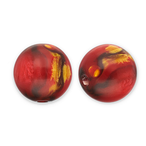 Kralen van resin met glitter 14mm Red-gold