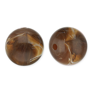12 mm kralen van acryl round Dark brown-white