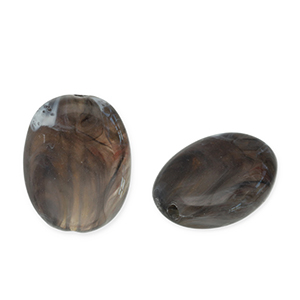 Kralen van acryl oval Dark grey-white
