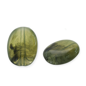 Kralen van acryl oval Olive green