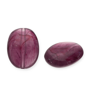 Kralen van acryl oval Aubergine 