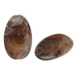 Kralen van acryl oblong oval Brown-white