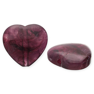 Kralen van acryl heart Aubergine 