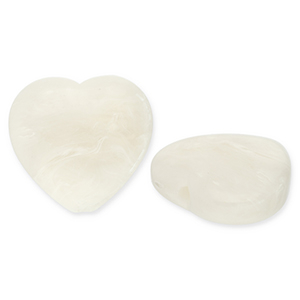 Kralen van acryl heart Off white-white