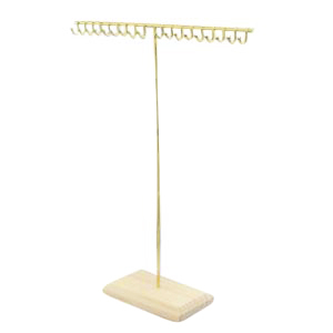 Sieraden display T-vorm voor kettingen met houten voet Natural-gold
