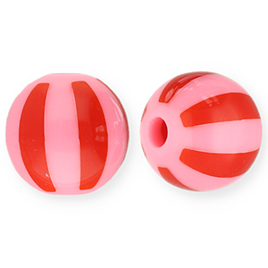 12 mm kralen van acryl met strepen Pink-red