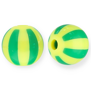 12 mm kralen van acryl met strepen Yellow-green